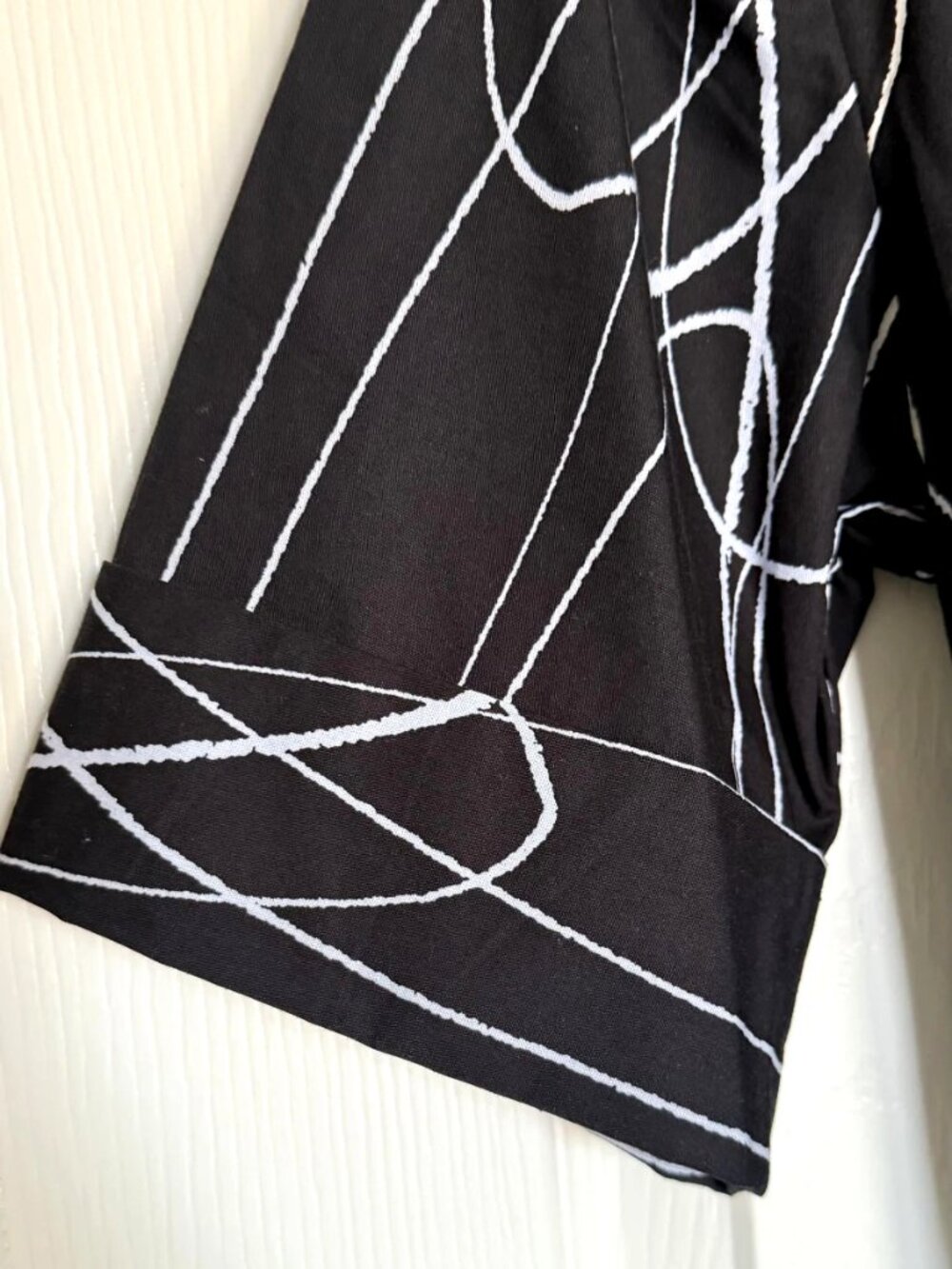NWT DKNY Women's Black White Abstract Cotton Midi Shirt Dress Size 4 - Picture 5 of 15